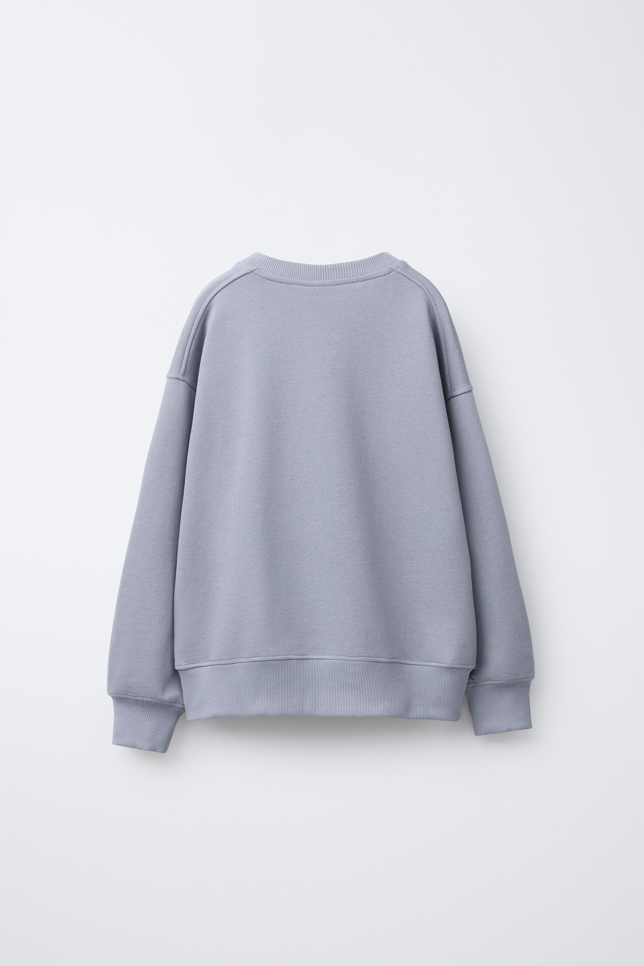 fleurir_accessory様 FLORAL PRINT SWEATSHIRT WITH CROCHET DETAIL - Mid-gray