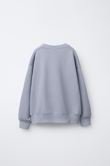 FLORAL PRINT SWEATSHIRT WITH CROCHET DETAIL - Mid-grey by Zara - Image 1