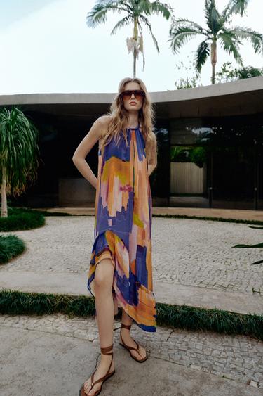 VESTIT AMB ESTAMPAT I BAIX ASIMÈTRIC - Multicolor de Zara