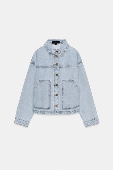 DENIM JACKET WITH PATCH POCKETS - Light blue by Zara