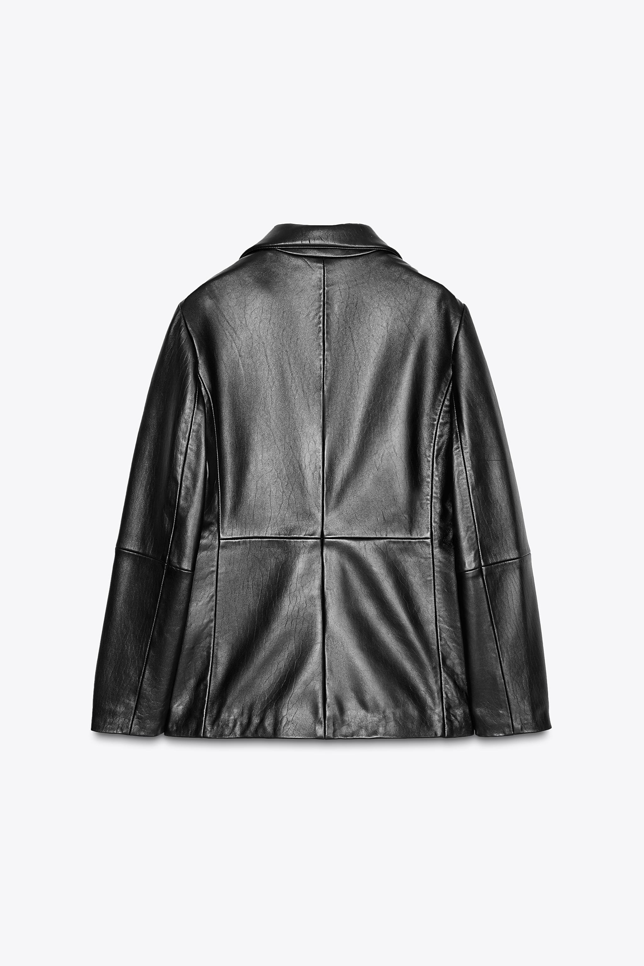 ZW COLLECTION LIMITED EDITION 100% LEATHER BLAZER - Black