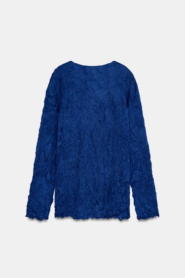 CRUMPLED EFFECT KNIT JUMPER - Cornflower blue by Zara - Image 7