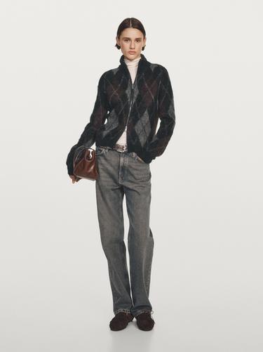 Zara Wool and alpaca argyle cardigan - Black - Image 0