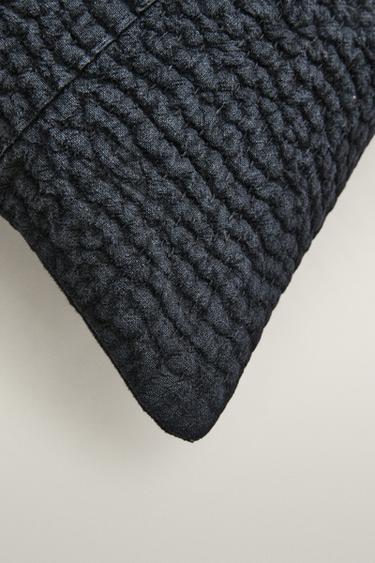 GATHERED QUILTED CUSHION COVER — Blue 2