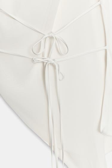 ASYMMETRIC SATIN HALTER TOP - Oyster-white by Zara - Image 7