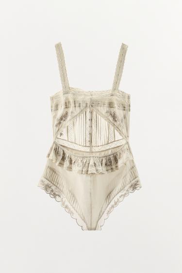 BODY BRODERIES FLORALES ET FANTAISIE - Écru de Zara - Image 6