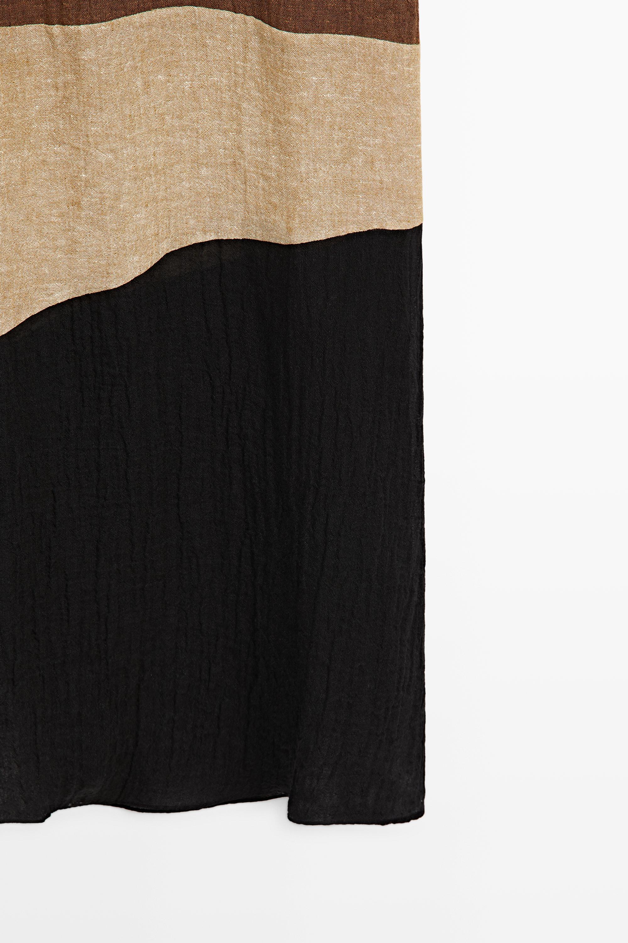 Robe midi bimatière en lin mélangé