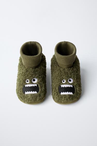 Zara MONSTER HOUSE SLIPPERS - Khaki Green