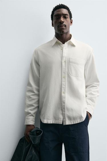TEXTURED SHIRT WITH POCKET - Ecru by Zara - Image 5
