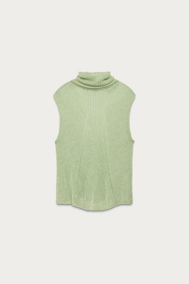 TOP EN MAILLE ET FIL MÉTALLISÉ MARISA BERENSON X ZARA - Vert d'eau de Zara - Image 2