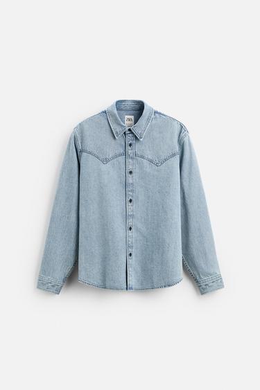 ウエスタンデニムシャツミディアムブルーZaraのウエスタンデニムシャツ - ミディアムブルー 
