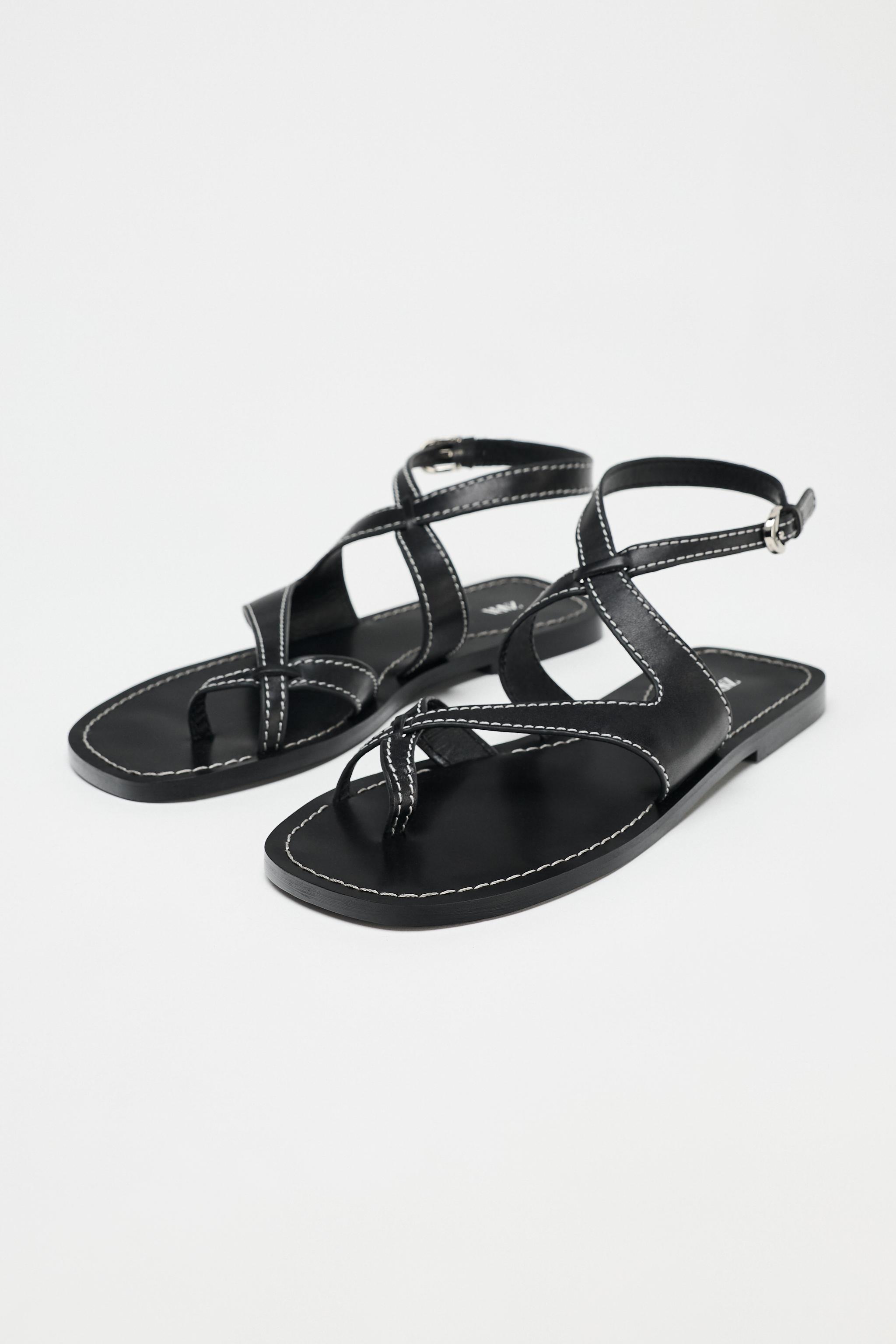 ストラップレザーサンダル - ブラック | ZARA Japan / 日本