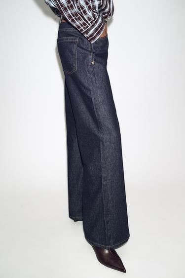 Z1975 WIDE-LEG BELTED JEANS - Blue by Zara - Image 4
