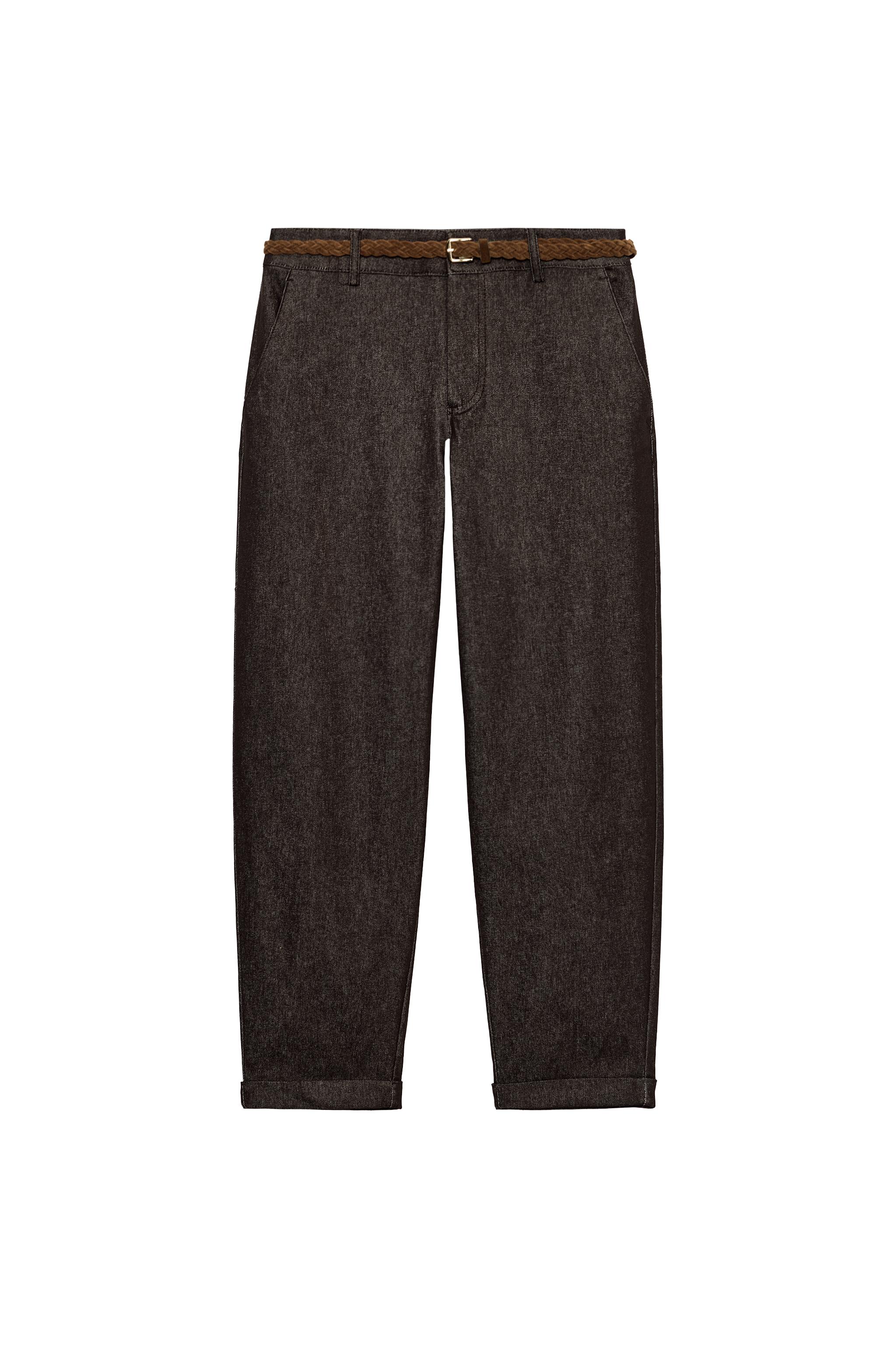BRAIDED BELT CHINO PANTS - Brown | ZARA United States