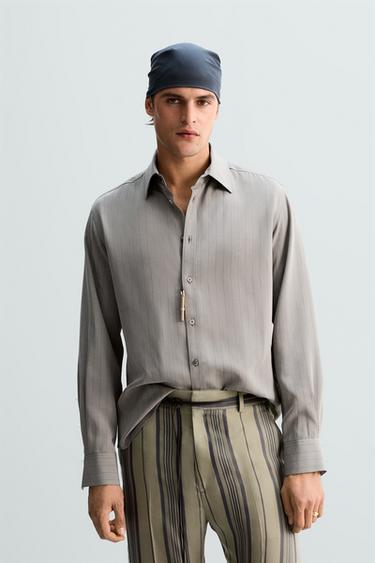 CAMISA RAYAS VISCOSA LIMITED EDITION - Gris de Zara