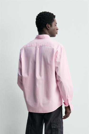 REGULAR FIT COTTON TWILL SHIRT - Pink by Zara - Image 2