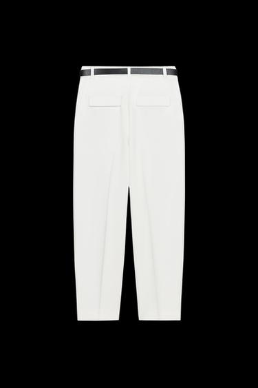 Zara BELTED PLEATED PANTS - Oyster-white