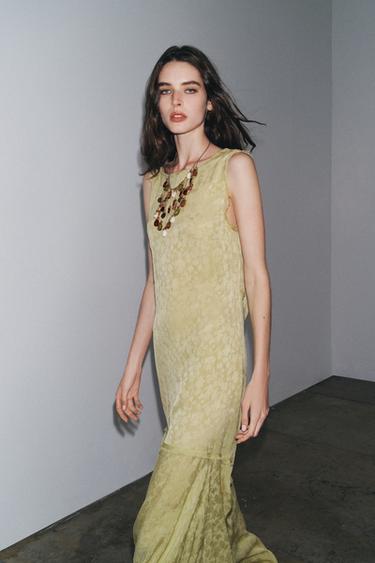 ROBE LONGUE JACQUARD ZW COLLECTION - Vert clair de Zara - Image 1