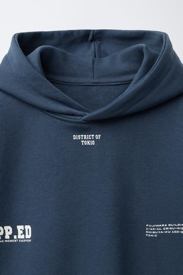 ENSEMBLE SWEAT À CAPUCHE ET PANTALON DE JOGGING INSCRIPTION - Bleu moyen de Zara - Image 3