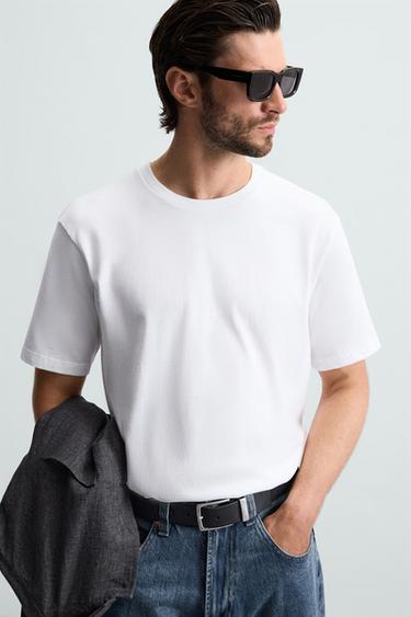 Zara BASIC MEDIUM WEIGHT T-SHIRT - White