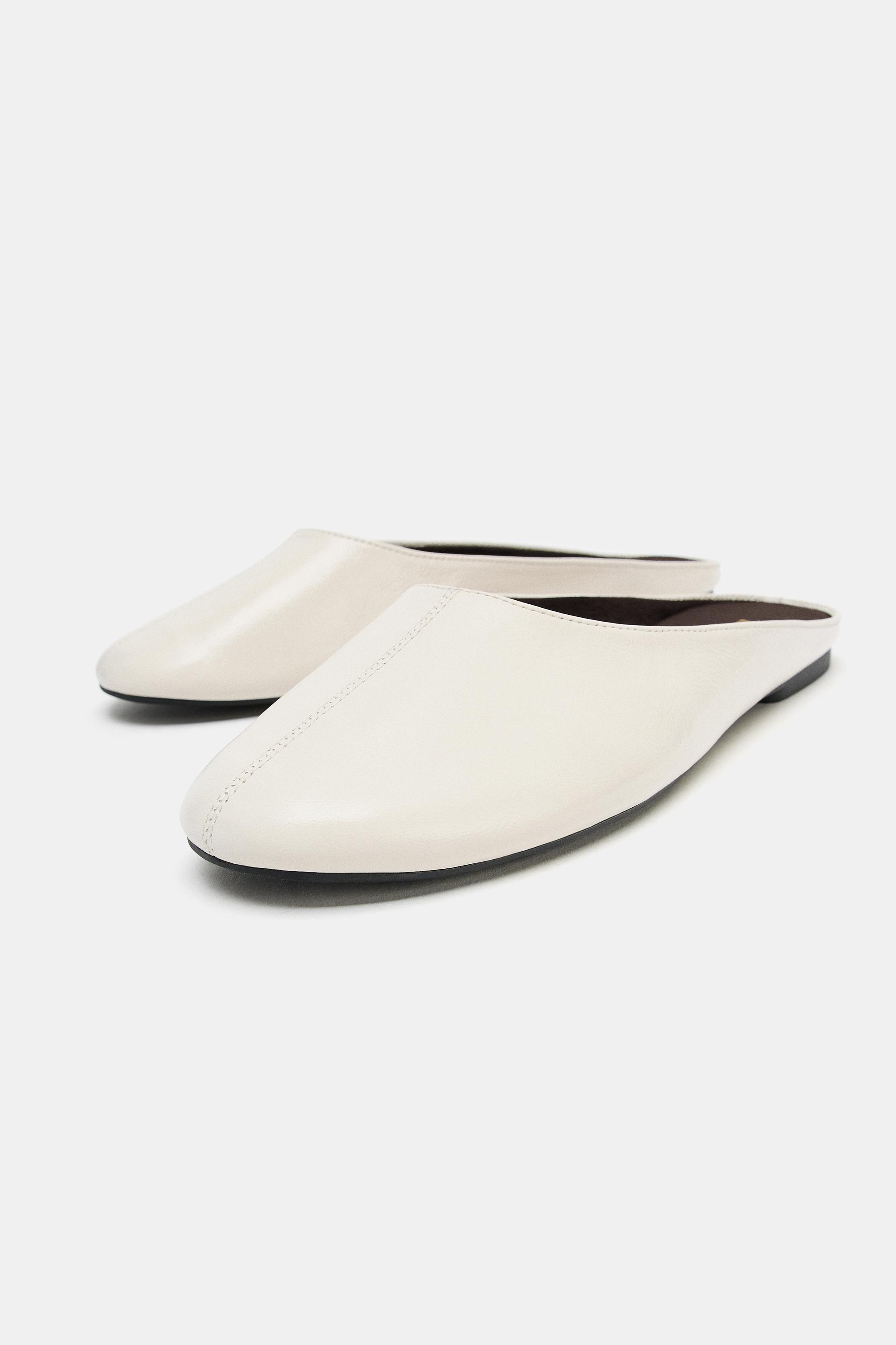 リアルレザーフラットスリングバックシューズ - エクリュ | ZARA Japan