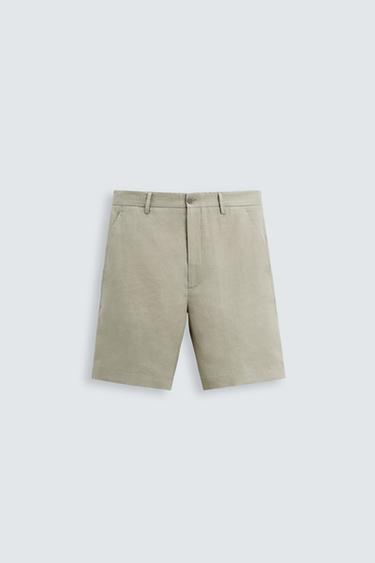 BERMUDA 100% LINO - Beige oscuro de Zara
