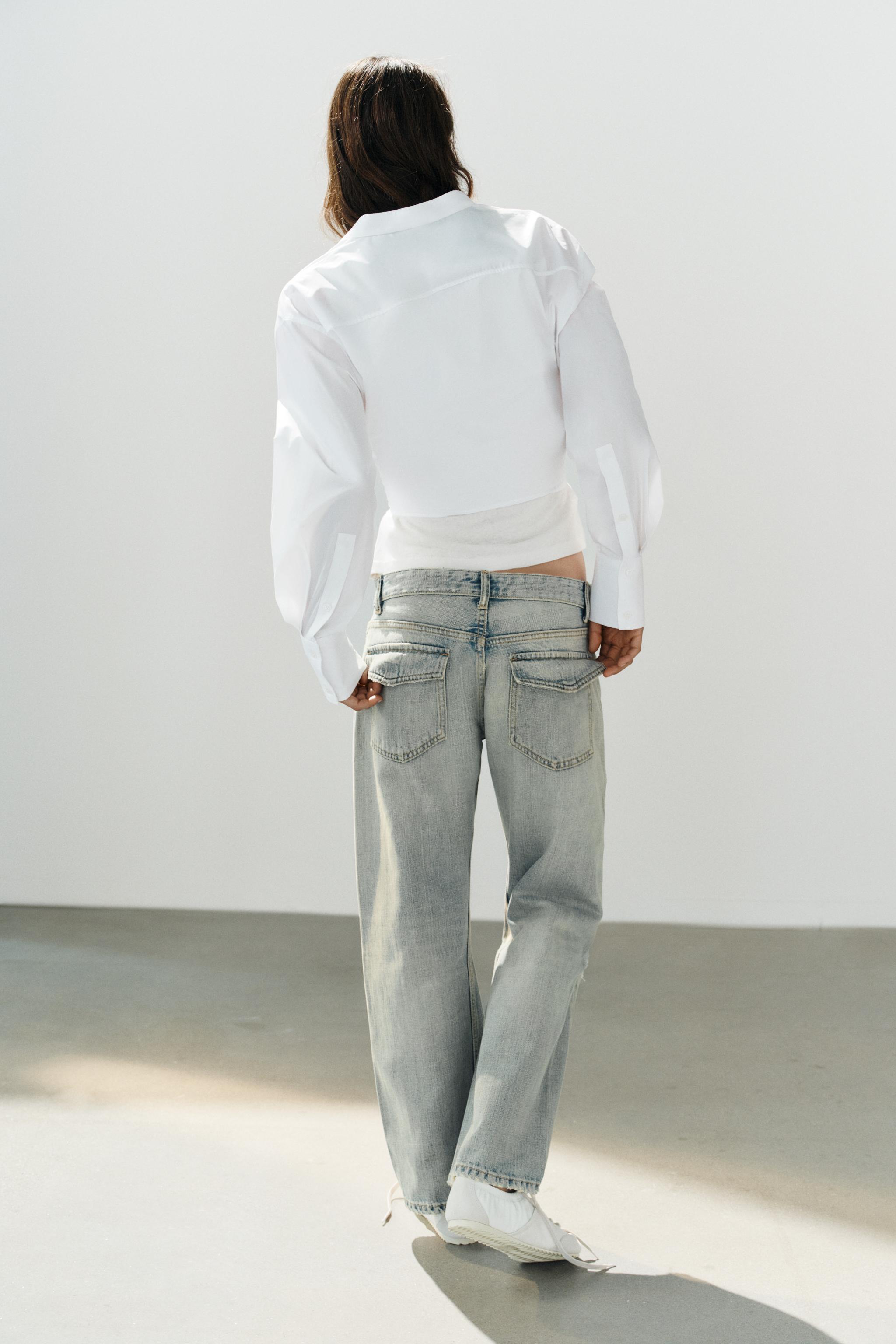 Zara TRF CROP YIRTIK DETAYLI JEAN görsel 4