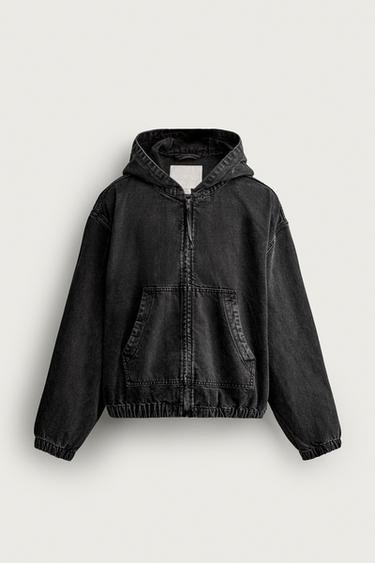 HOODED DENIM JACKET - Charcoal by Zara - Image 0