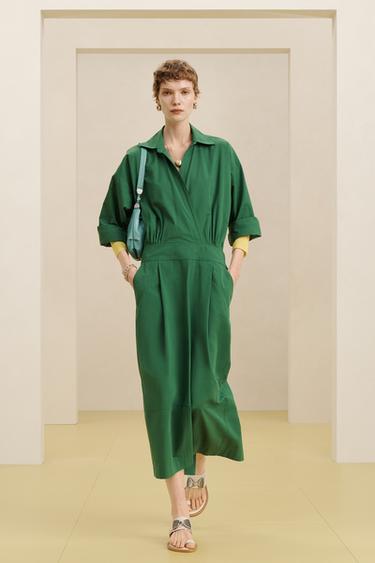Robe Drapée Nœud Verte ZARA 2058/101 Bloggers XS