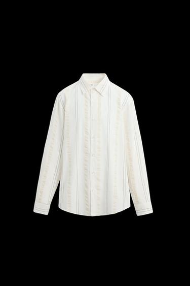Zara STRIPED SHIRT - Ecru - Image 0