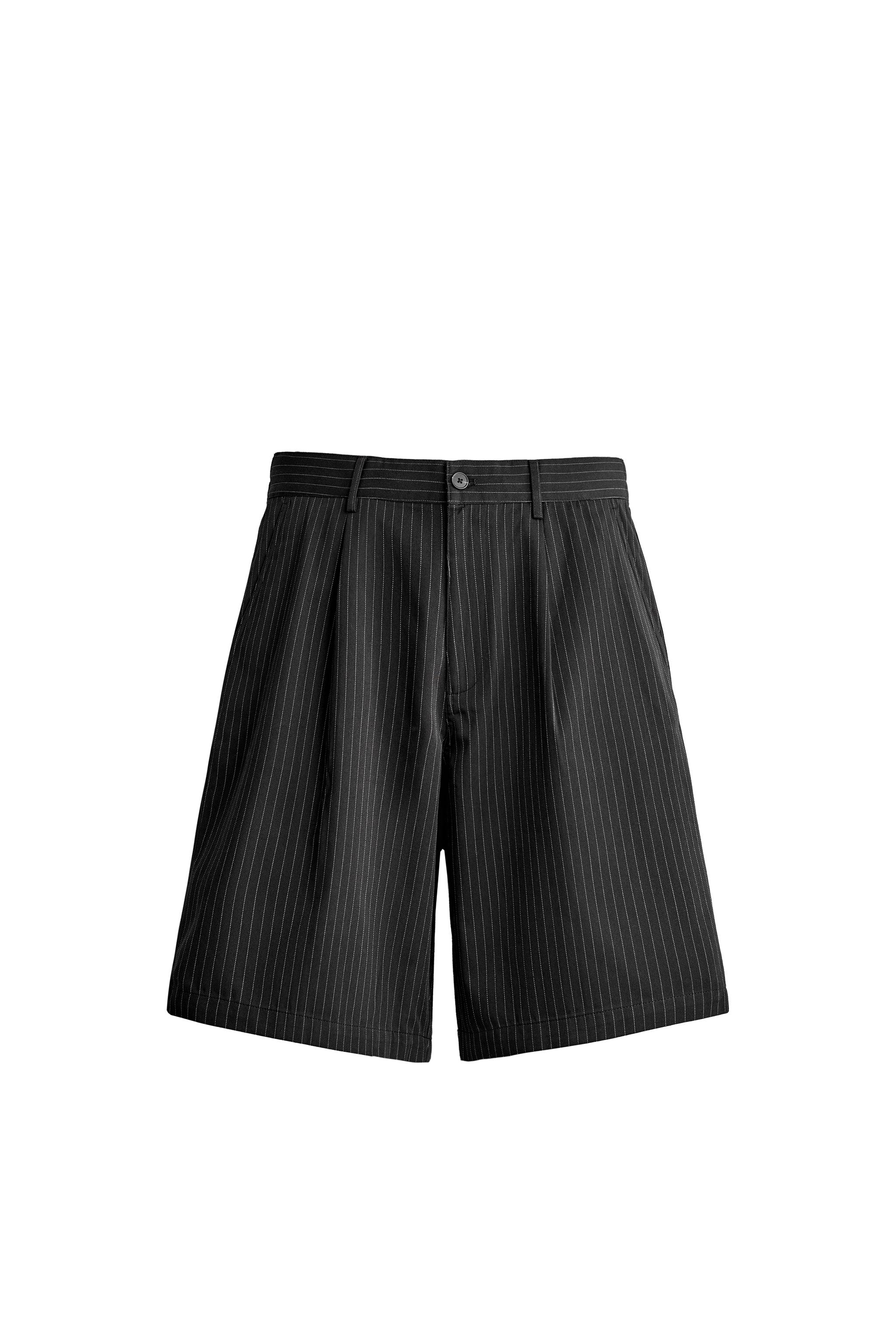 PINSTRIPE BAGGY FIT SHORTS - Black | ZARA United States