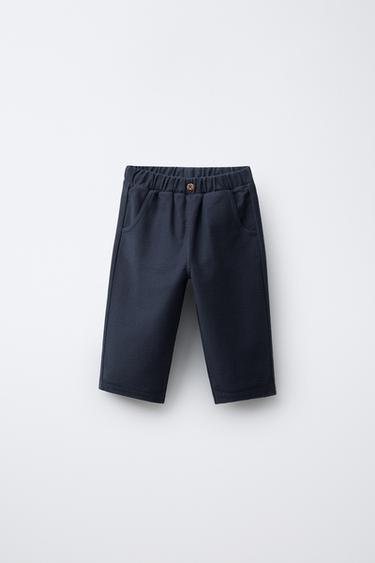 TWILL TROUSERS WITH BUTTON - Navy blue by Zara