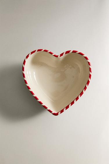 STONEWARE CHRISTMAS BOWL WITH HEART - Білий/червоний Zara