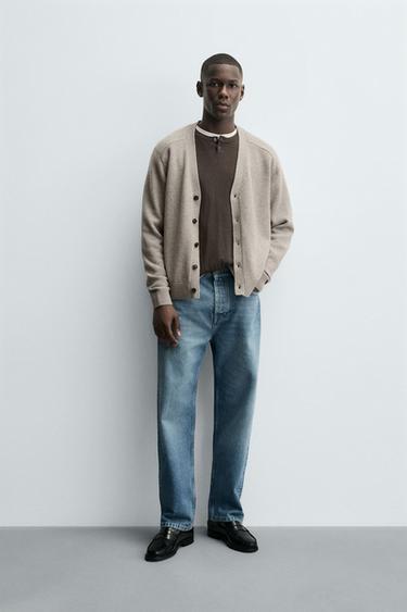 REGULAR FIT WOOL BLEND CARDIGAN - Light grey by Zara