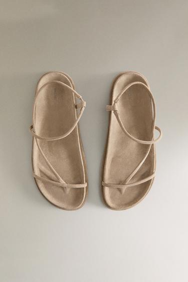 SANDALES CUIR BRIDES - Marron sable de Zara - Image 3