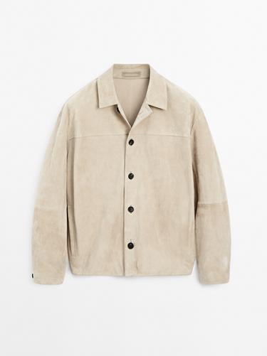 Zara Short suede leather jacket - Light khaki