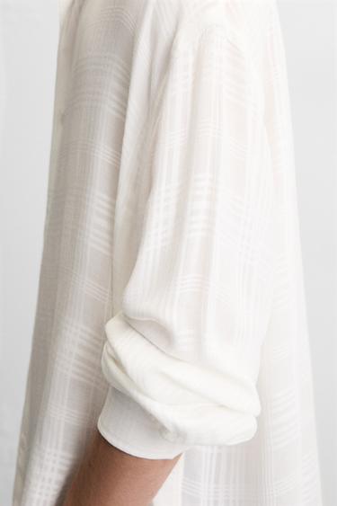 CHEMISE JACQUARD À CARREAUX - Blanc cassé de Zara - Image 5