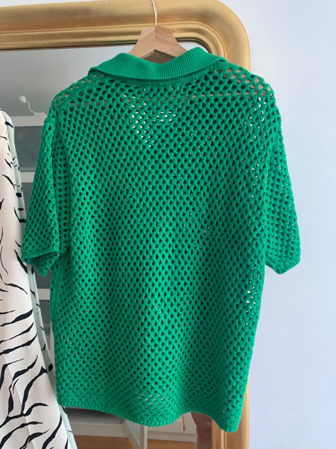 MESH KNIT POLO SWEATER - Image 2