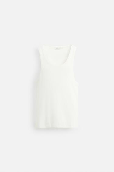 CAMISETA TANK RIB ALGODÓN - CÁÑAMO - Crudo de Zara