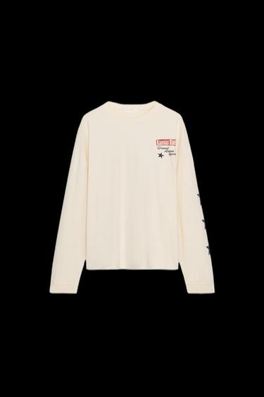 Zara PRINTED COTTON T-SHIRT - Ecru - Image 0