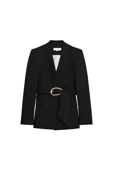 BLAZER WITH GOLDEN BUCKLE BELT SET - Black by Zara