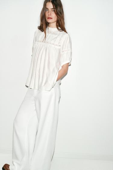 BLOUSE ROMANTIQUE À MANCHES BALLON - Blanc de Zara - Image 2