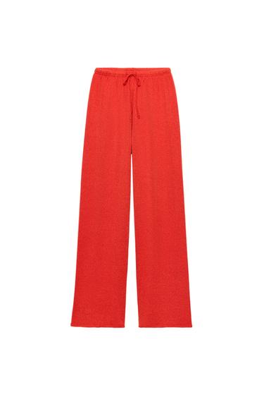 RUSTIC WIDE-LEG TROUSERS - Red by Zara