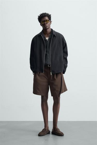 100% LINEN OVERSHIRT - Navy blue by Zara - Image 0
