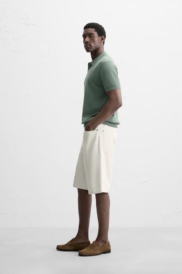 RIB KNIT POLO SHIRT - Blue green by Zara - Image 3