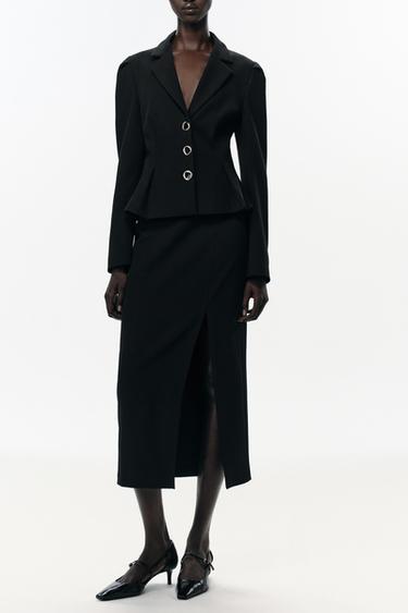 MIDI PENCIL SKIRT WITH VENT - Black by Zara