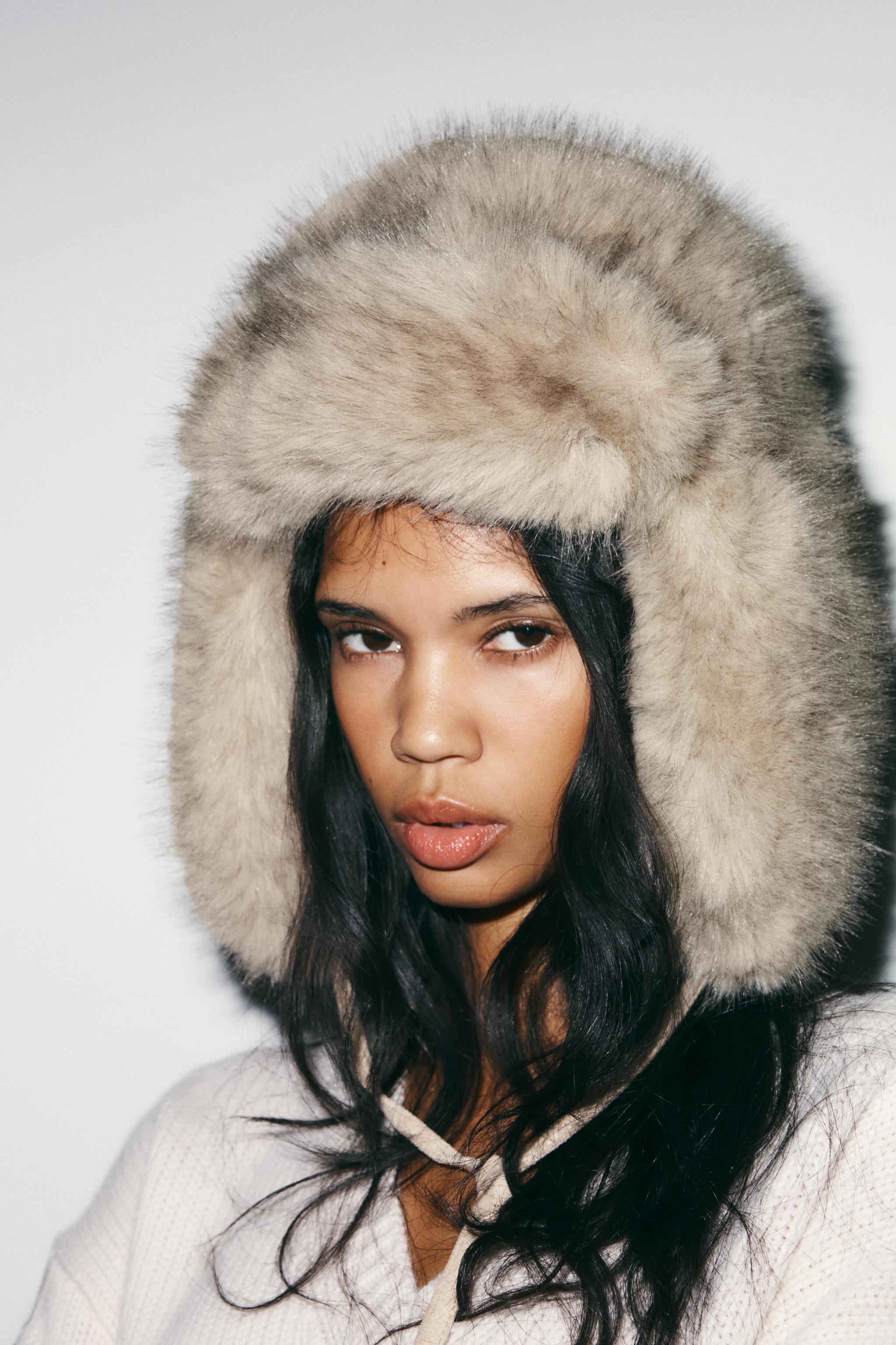 FAUX FUR AVIATOR HAT - Beige | ZARA India
