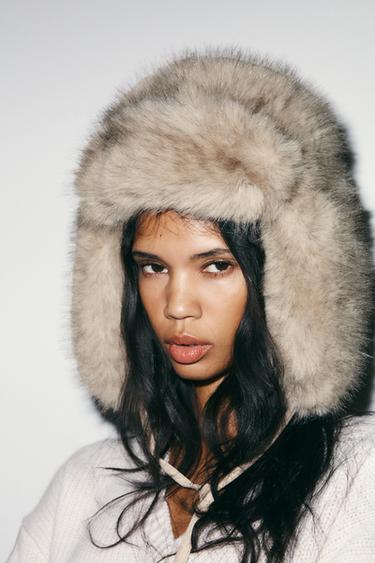 FAUX FUR AVIATOR HAT - Beige by Zara - Image 0