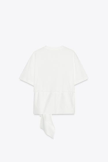 COMBINED POPLIN T-SHIRT - White by Zara - Image 5