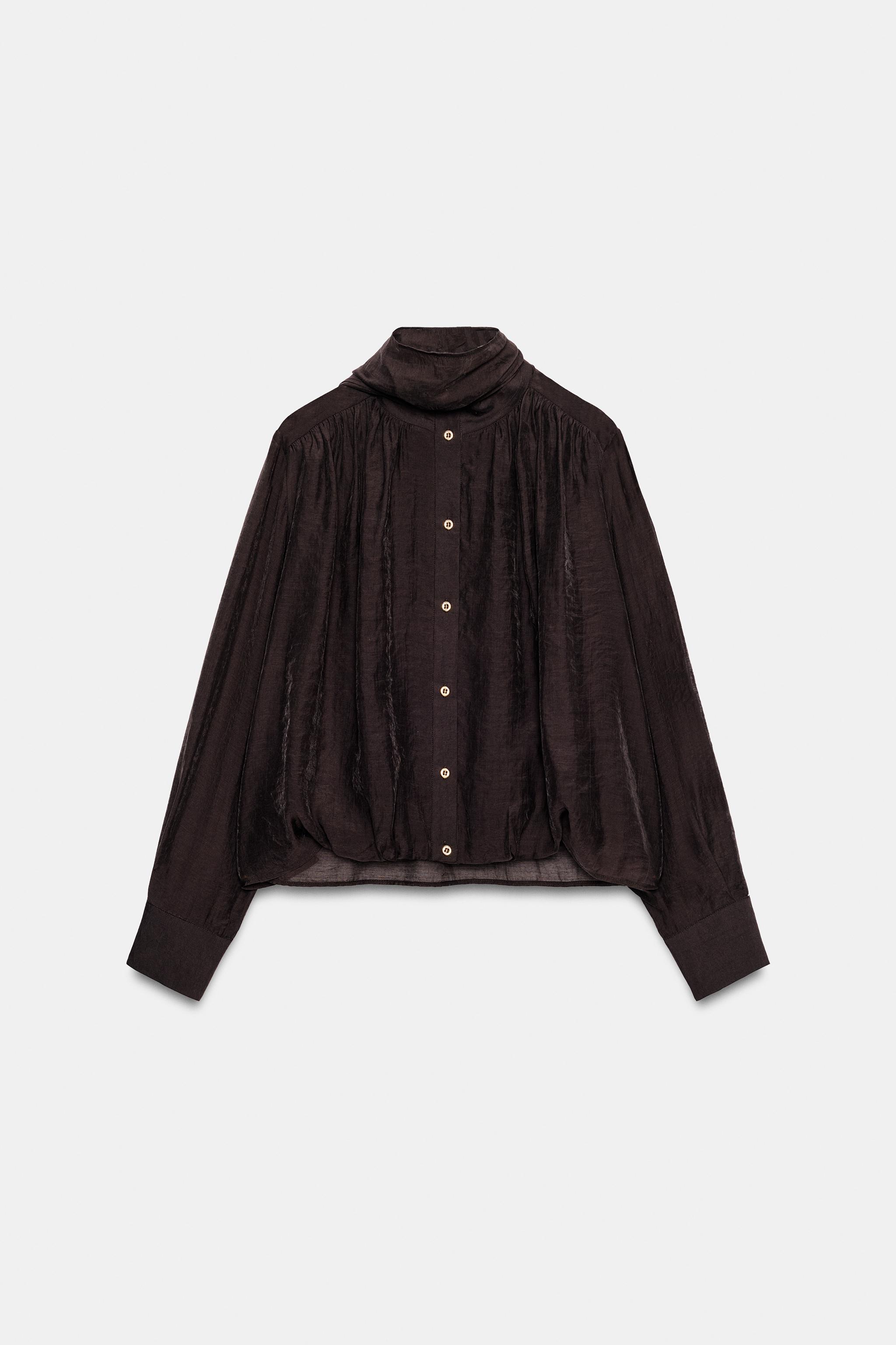 Женские рубашки Zara SCARF SHIRT — фото 8